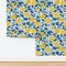 Citrus Mediterranean Summer Lemon Kitchen Fruit Distressed Faux Tile Texture Garden Trees Spring Italy Modern Farmhouse Classic Traditional Custom Pre-pasted Wallpaper by Spoonflower Pre-Pasted Wallpaper 2FT Wide